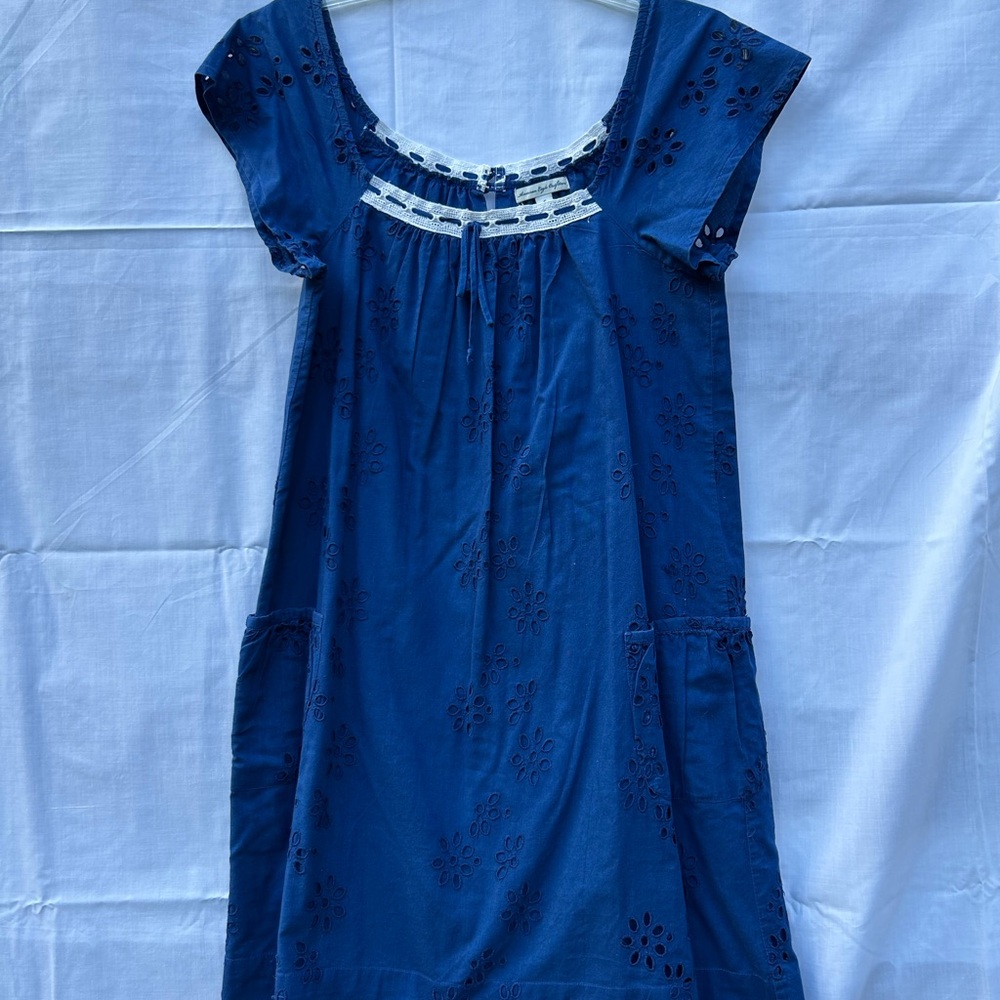 American Eagle Outfitters Navy Eyelet Mini Dress